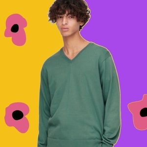 UNIQLO SUPIMA Cotton V-Neck Long Sleeve Sweater